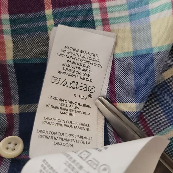 Ralph Lauren Classic Fit Button Down Dress Shirt XL Plaid Red Blue Flesh Pony - Picture 10 of 12